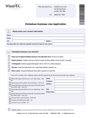 Zimbabwe Business Visa Application Form