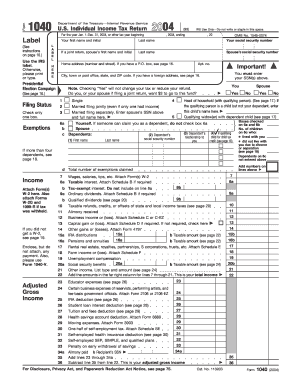 US Individual Income Tax Return 2004
