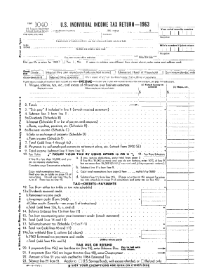 1963 Form 1040 US Individual Income Tax Return