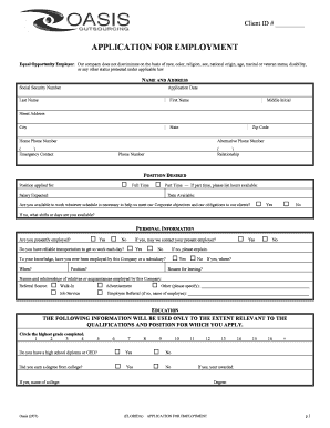 Florida Application for Employment