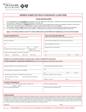 Member Submitted Health Insurance Claim Form