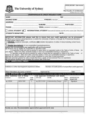 Undergraduate Credit Request Form