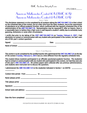 AMC Academic Integrity Form