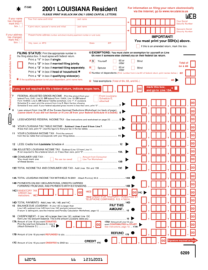 Louisiana IT-540 Tax Form 2001