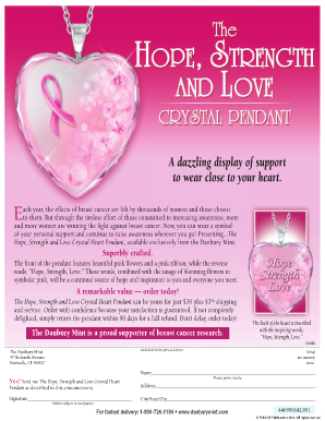 Hope Strength Love Crystal Heart Pendant Order Form