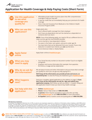 Application for Health Coverage & Help Paying Costs (Short Form)