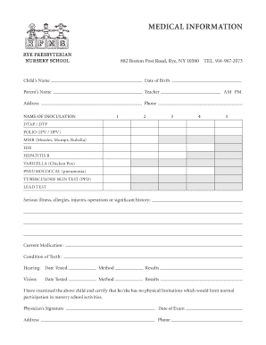 Medical Information Form