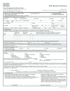 AIG Group Employee Enrollment Form