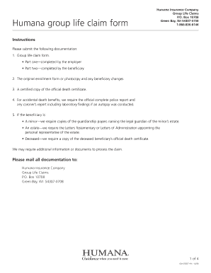 Humana Group Life Claim Form