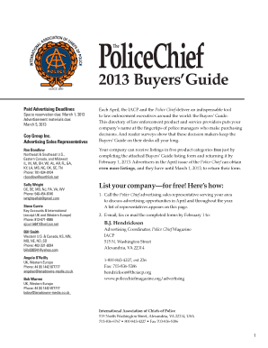 2013 Buyers' Guide Listing Form - Police Chief Magazine - policechiefmagazine