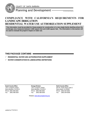 California Residential Water Use Authorization Supplement