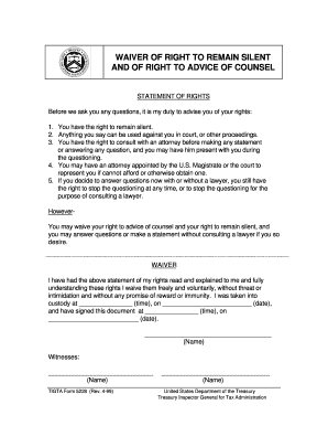 Waiver of Right to Remain Silent and Right to Counsel