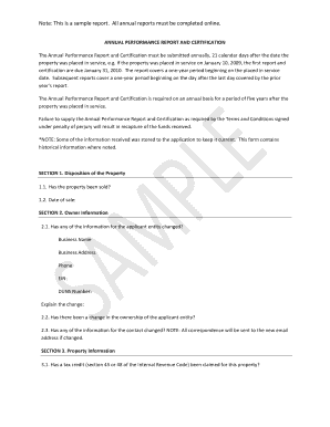 Annual Performance Report and Certification