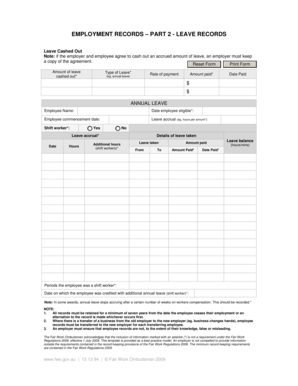 Australian Leave Records Form