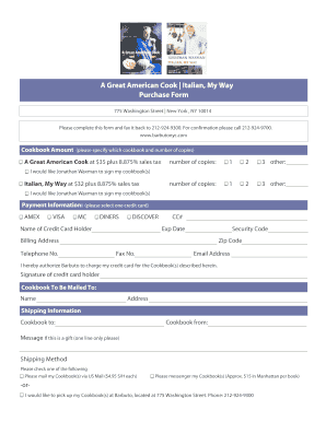 Cookbook Purchase Form