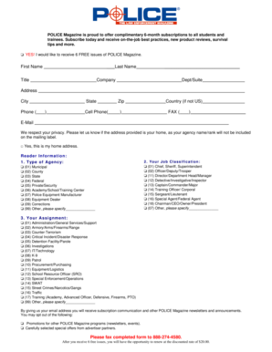 POLICE Magazine Subscription Form