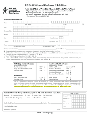 RIMS 2010 Annual Conference Registration Form