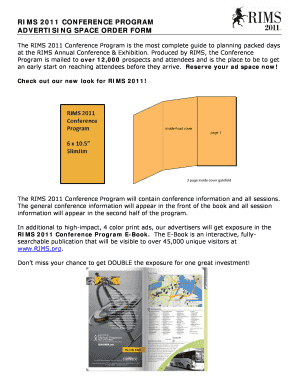 RIMS 2011 Conference Program Advertising Space Order Form