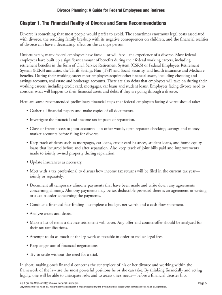 Fillable Online Divorce Planning A Guide for Federal Employees and