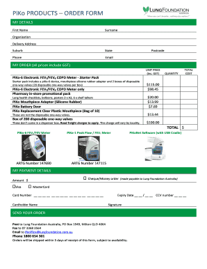 PiKo Products Order Form