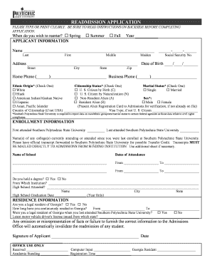 Southern Polytechnic State University Readmission Application