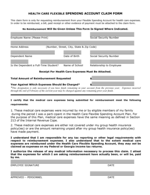 Health Care Flexible Spending Account Claim Form