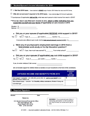 2011-2012 Verification Worksheet