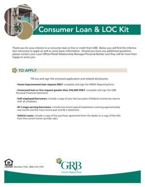 GRB Consumer Loan Application