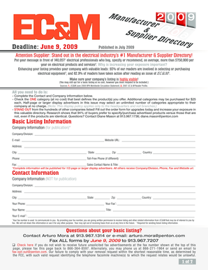 Manufacturer & Supplier Directory Listing Form