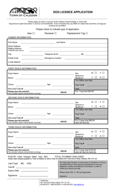 Caledon Dog Licence Application
