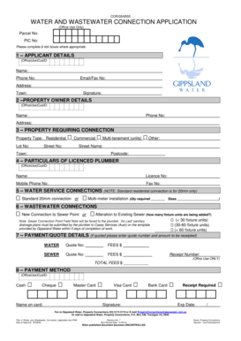 Water and Wastewater Connection Application