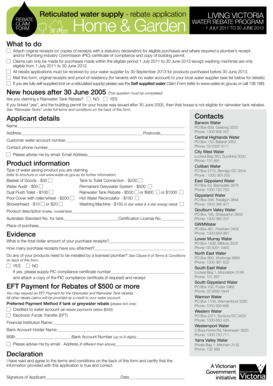 Victoria Home & Garden Water Rebate Application