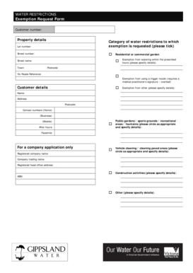 Water Restrictions Exemption Request Form