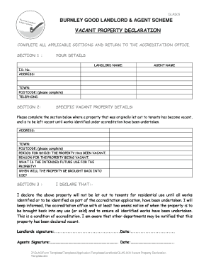 return of vacant property template form