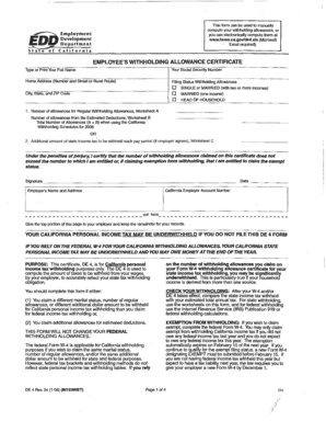 California Employee's Withholding Allowance Certificate