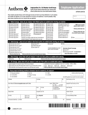Anthem Blue Cross Employee Health Insurance Application