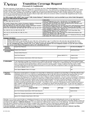 Aetna Transition Coverage Request Form