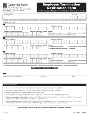 Employee Termination Notification Form