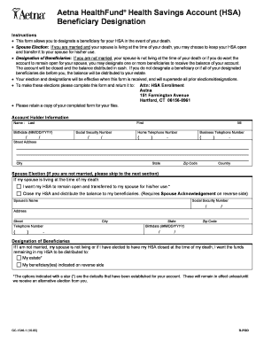 Aetna HSA Beneficiary Designation Form
