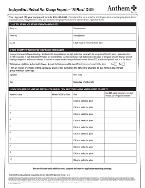 Employee Medical Plan Change Request