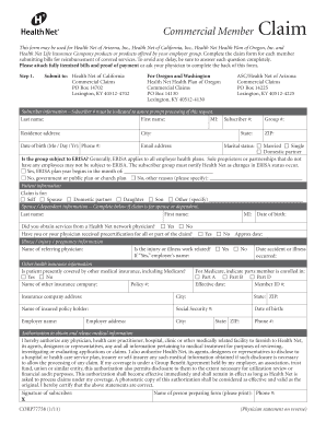 Health Net Commercial Member Claim Form