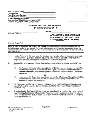 Application and Affidavit for Default