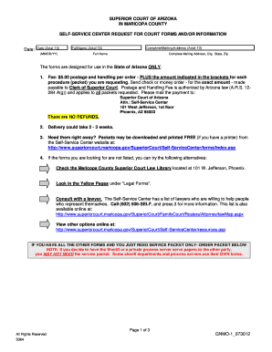 Arizona Court Form Request