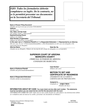 Motion to Set and Certificate of Readiness