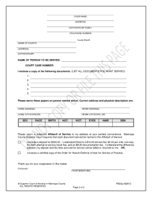 Arizona Sheriff Service of Legal Papers