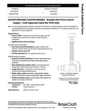 Braided One-Piece Faucet Supply Kit Submittal Form