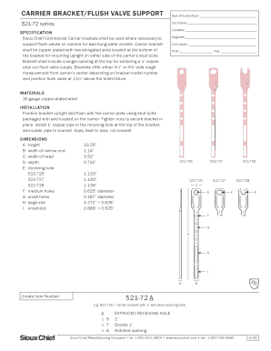 Carrier Bracket/Flush Valve Support Specification