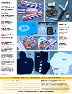 IBEW Merchandise Order Form