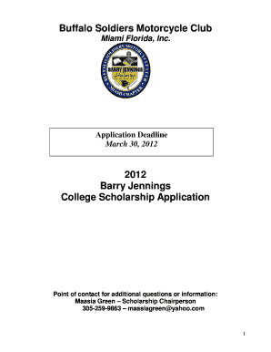 Scholarship recommendation letter - barry jennings scholarship application form