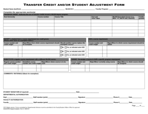 McGill Transfer Credit and Student Adjustment Form